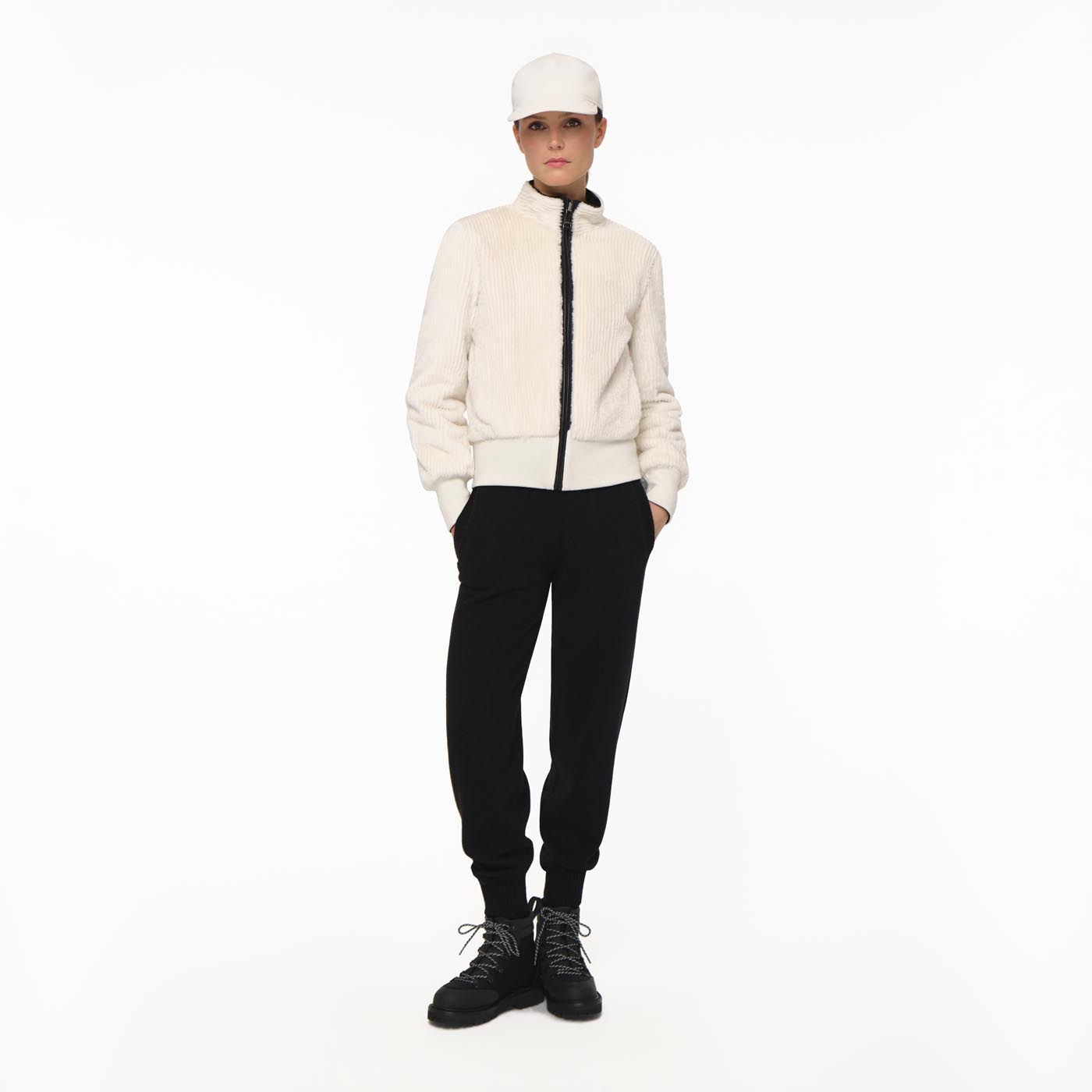 Caribou Stripes Mink Bomber