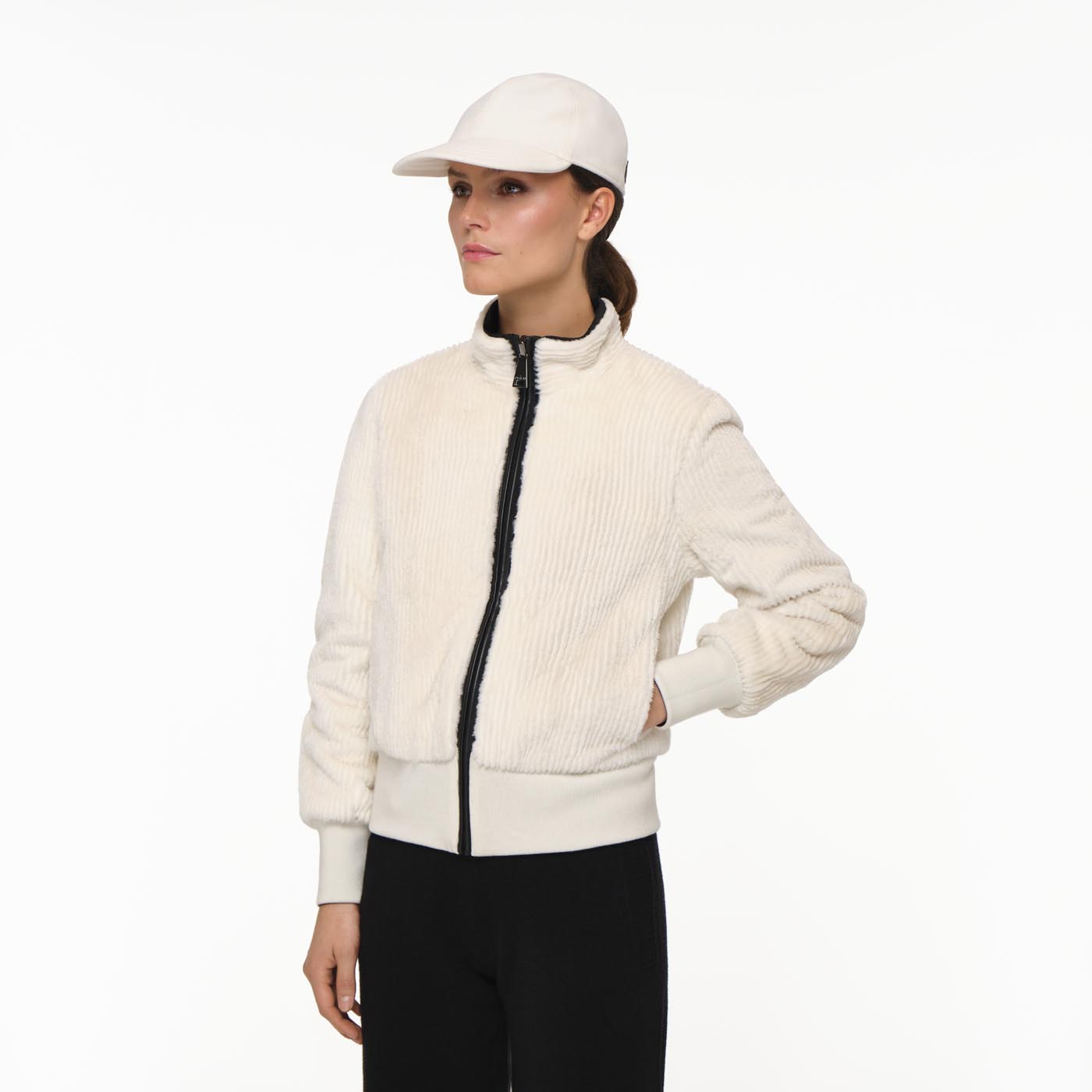 Caribou Stripes Mink Bomber