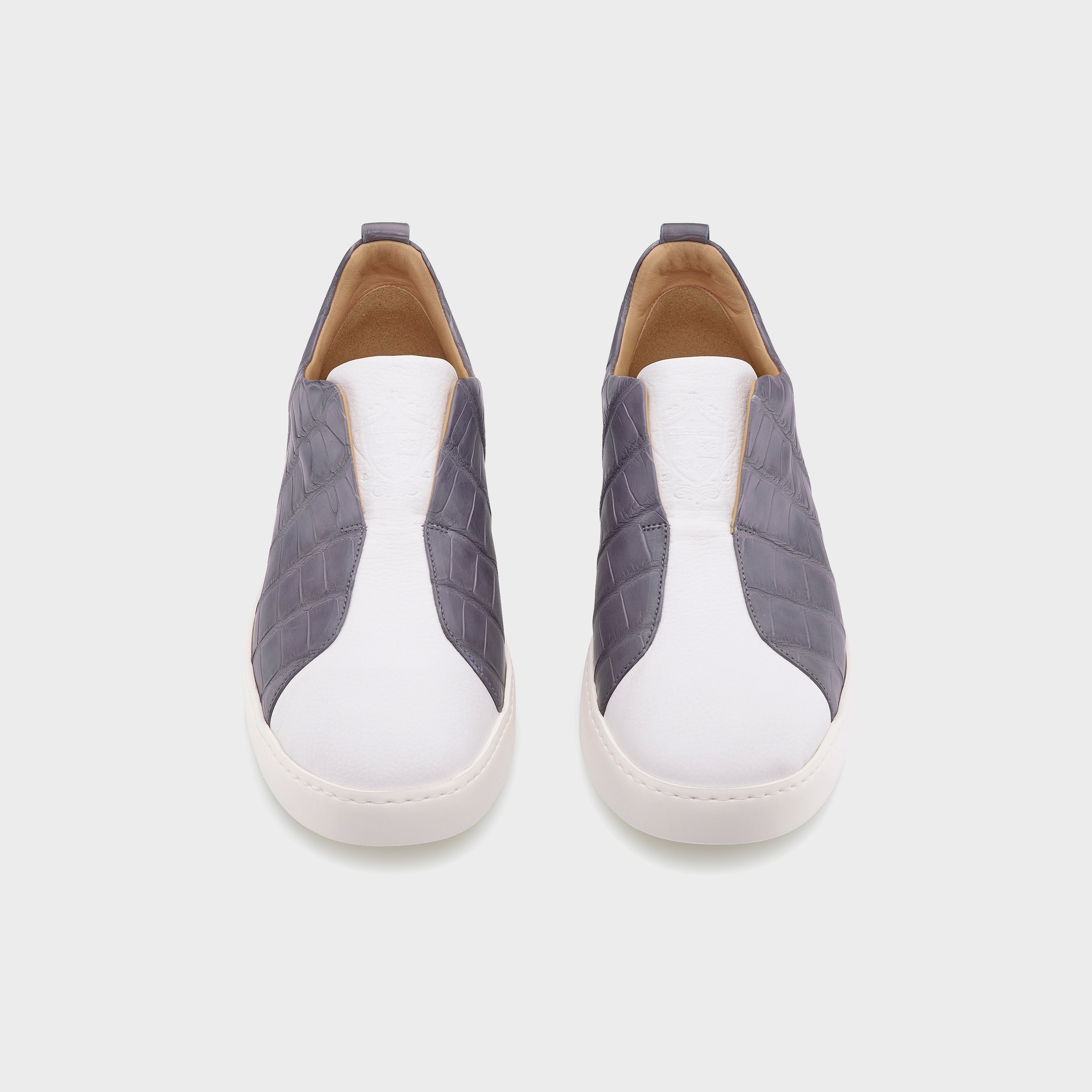 Milan crocodile sneakers grey - exotic leather sneakers